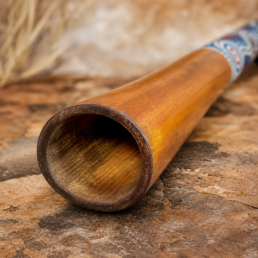Didgeridoo aus Teakholz handbemalt mit Tragetasche