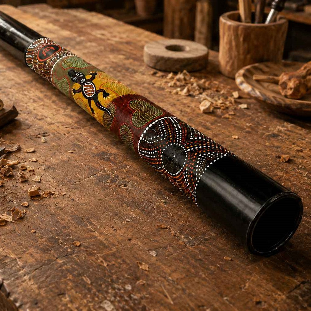 Didgeridoo Teleskop Schwarz mit Handmalerei – variable Stimmung