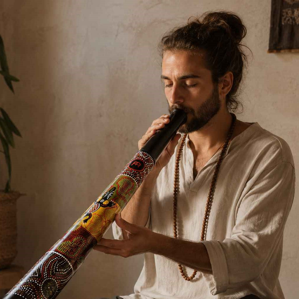 Didgeridoo Teleskop Schwarz mit Handmalerei – variable Stimmung