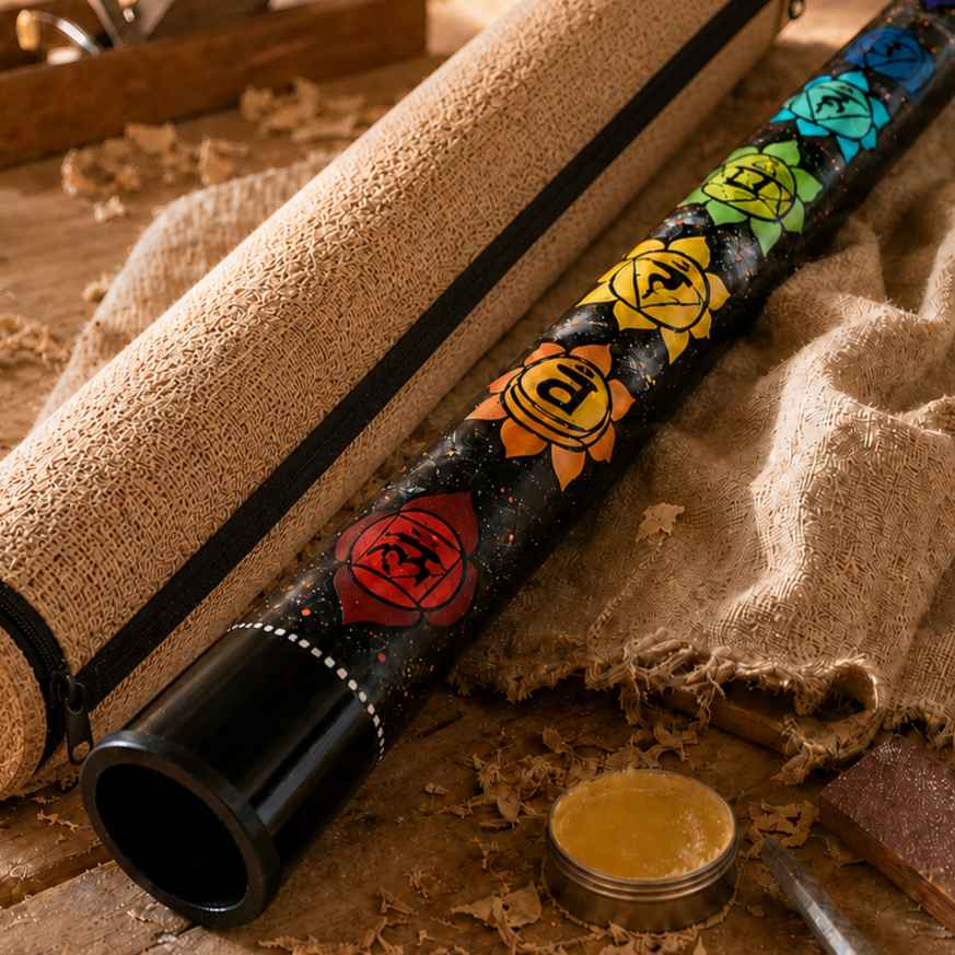 Didgeridoo Chakra Teleskop mit Tasche – Stimmung C, D, E, F