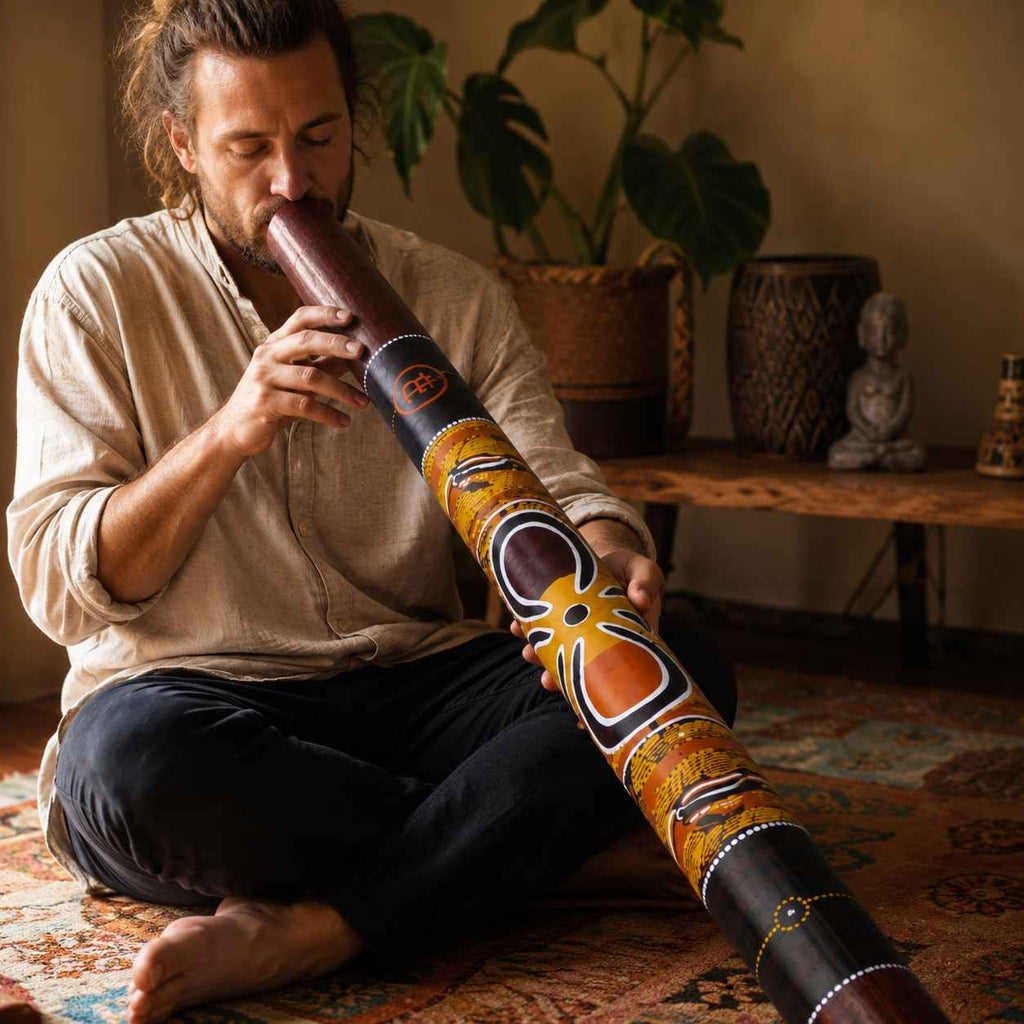 Didgeridoo Bambus Rot mit Handmalerei – Stimmung E