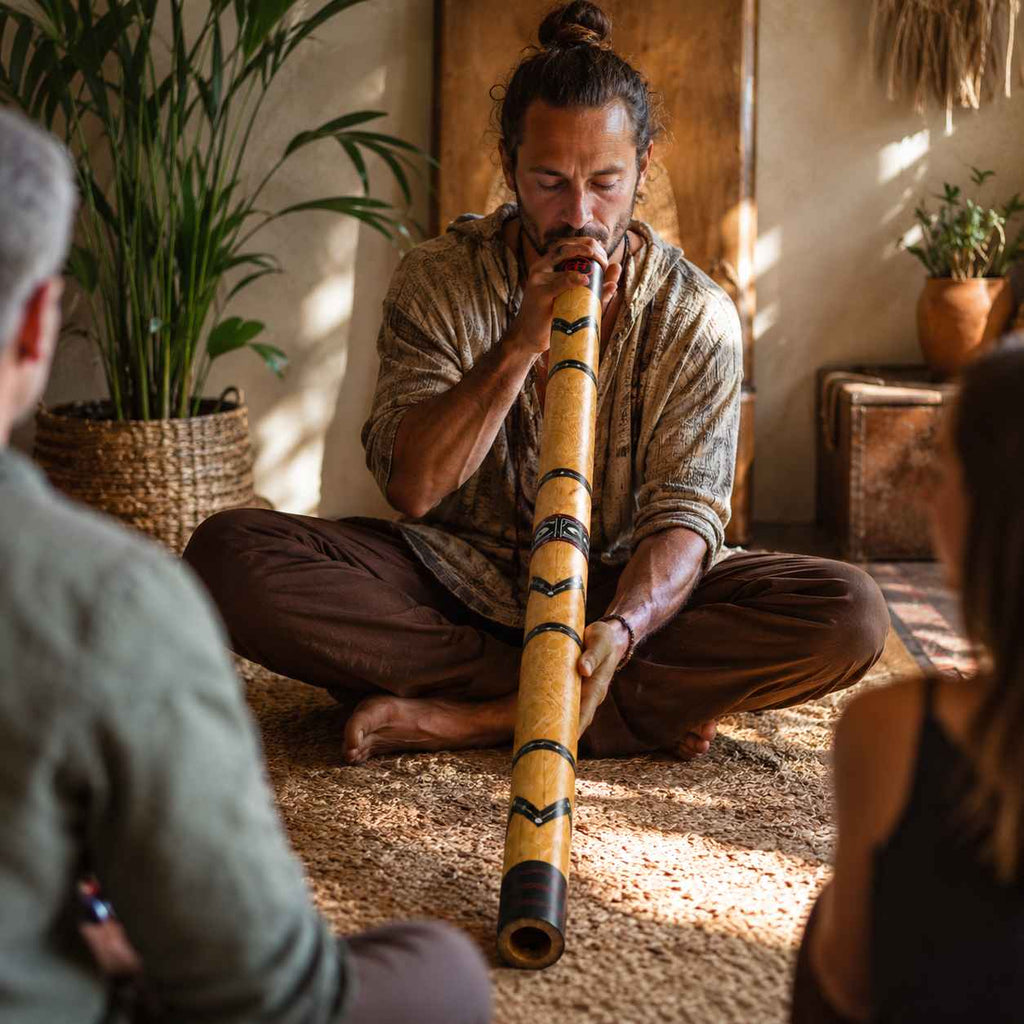 Didgeridoo Bambus Braun mit Handmalerei – Stimmung D#