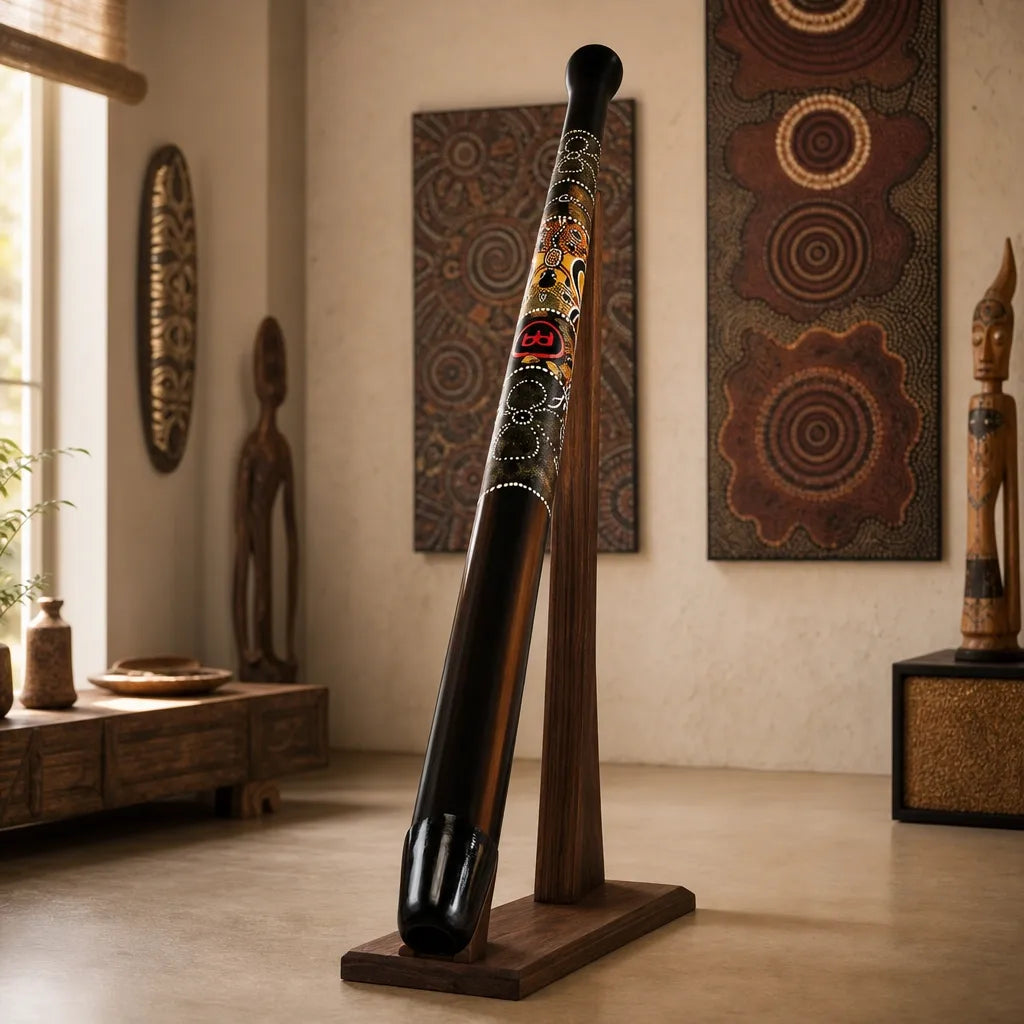 Didgeridoo Schwarz mit Aboriginal-Motiven - tiefer Klang