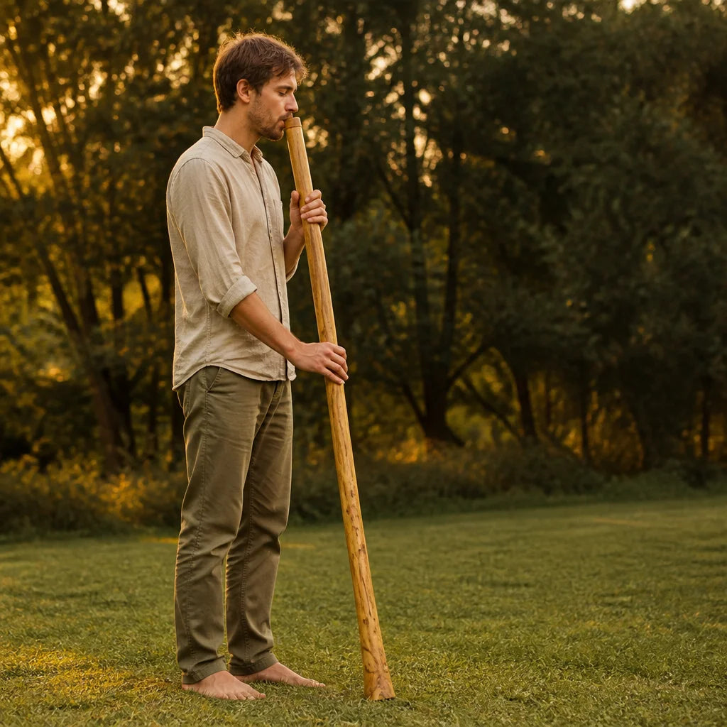 Didgeridoo aus Teakholz in Cis naturbraun