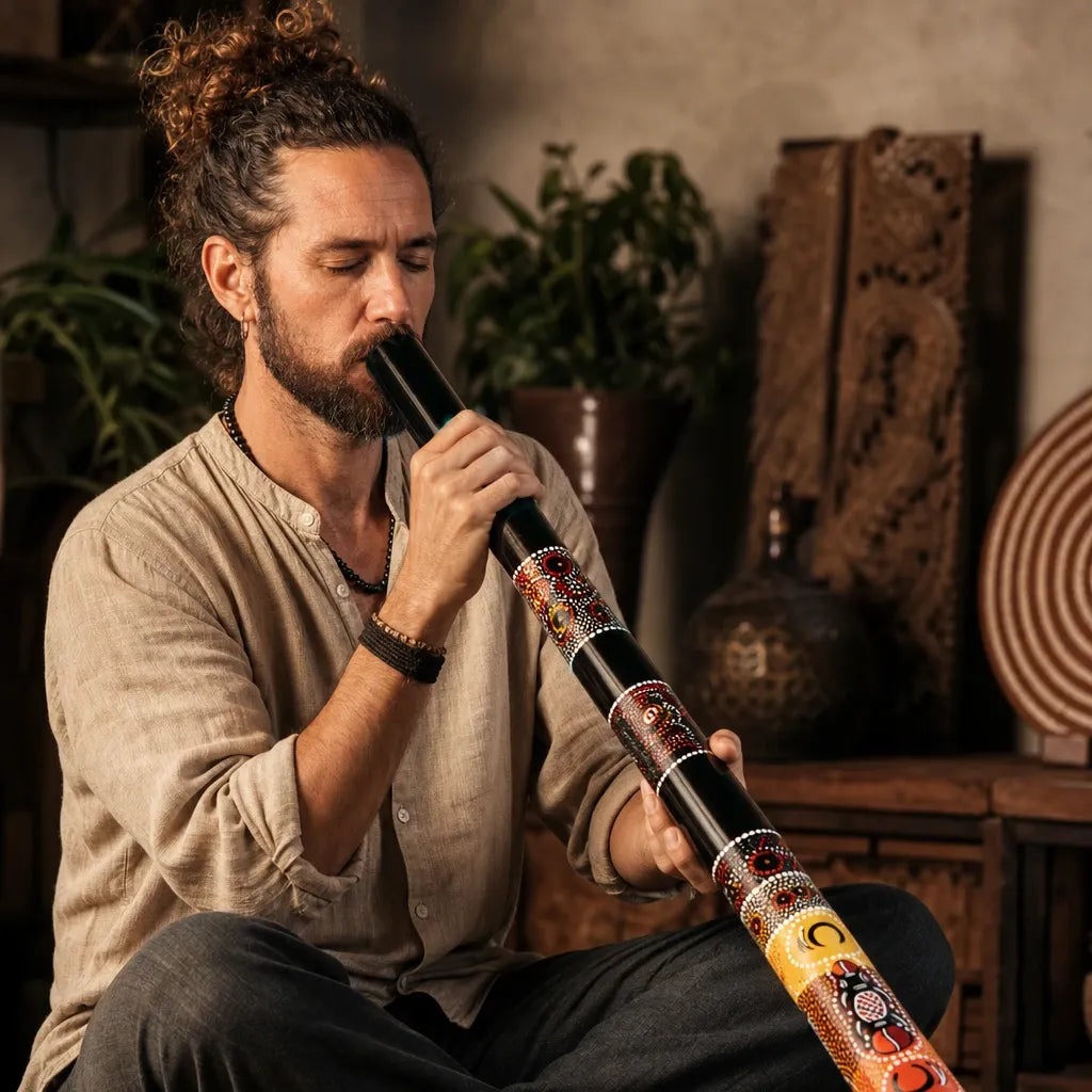 Didgeridoo Signature Schwarz mit Dot-Art-Motiven – Stimmung D