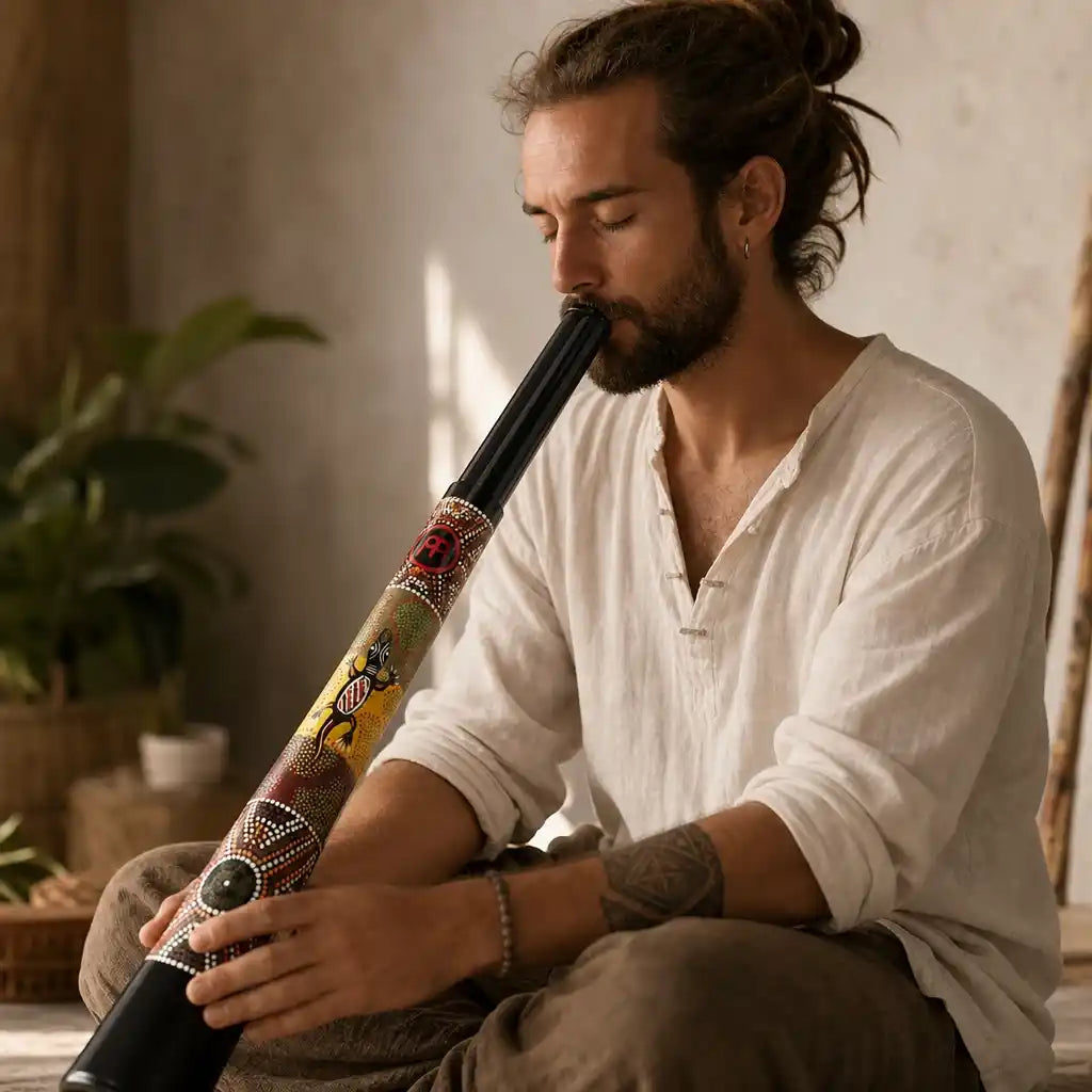 Didgeridoo Teleskop Schwarz mit Handmalerei – variable Stimmung