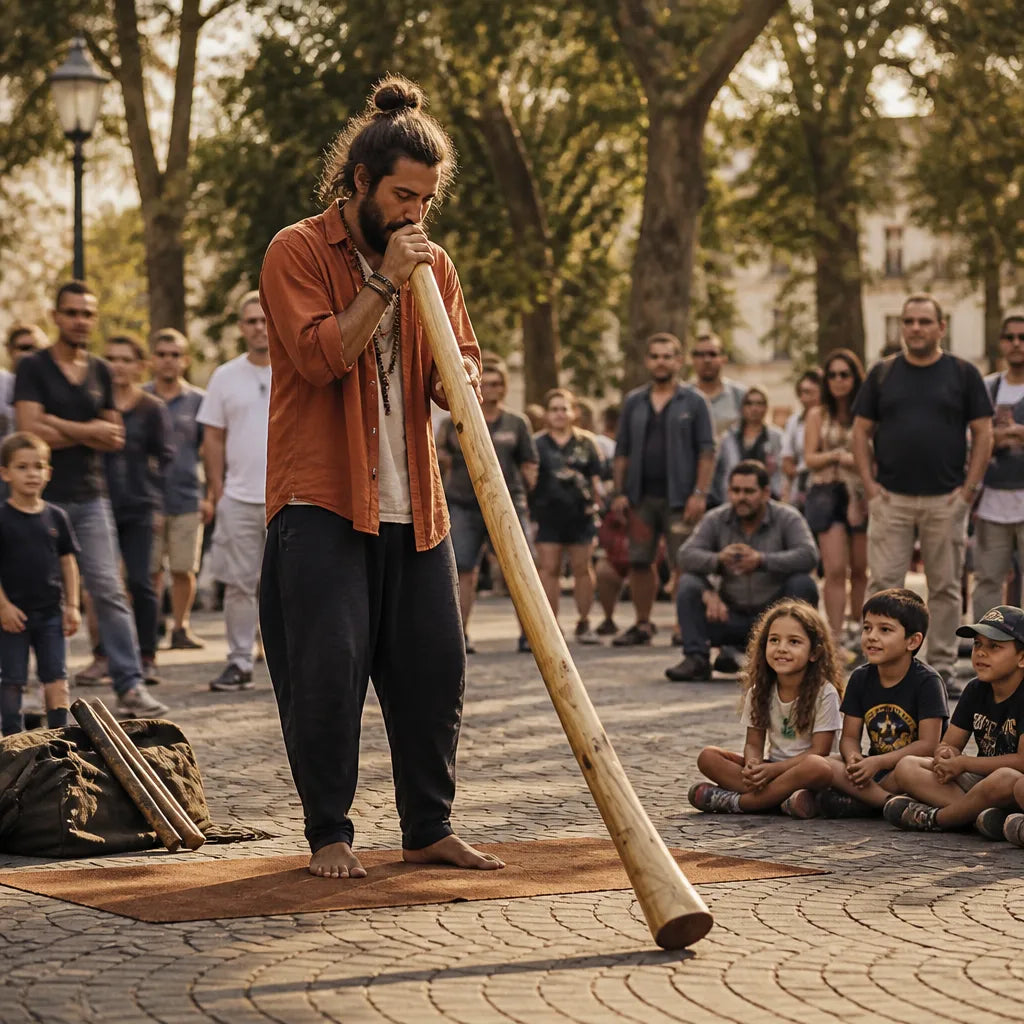 Didgeridoo aus Teakholz in Cis naturbraun