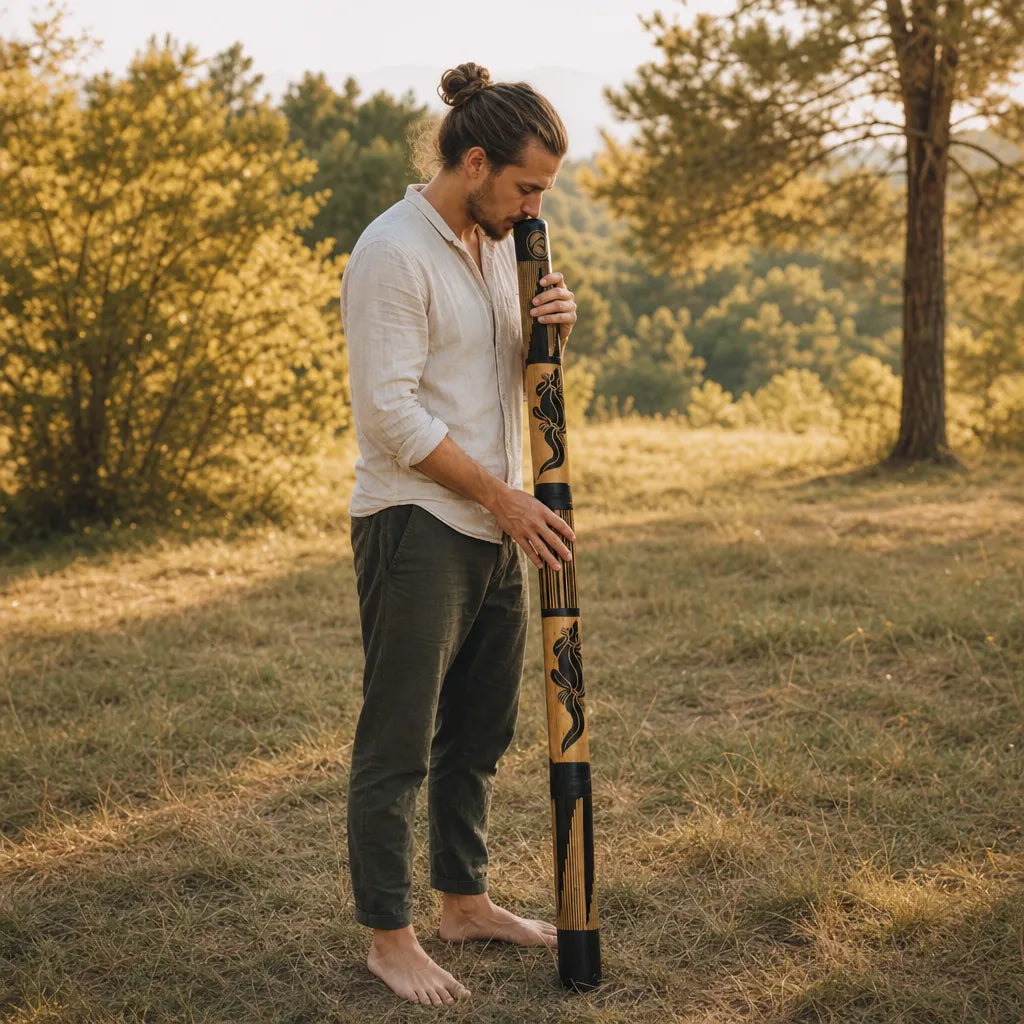 Didgeridoo für Anfänger mit handgeschnitztem Eidechsenmotiv