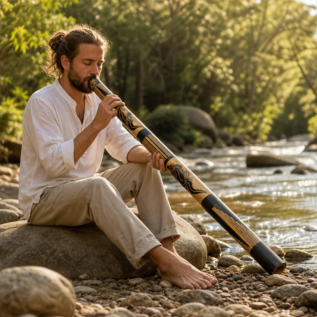 Didgeridoo für Anfänger mit handgeschnitztem Eidechsenmotiv